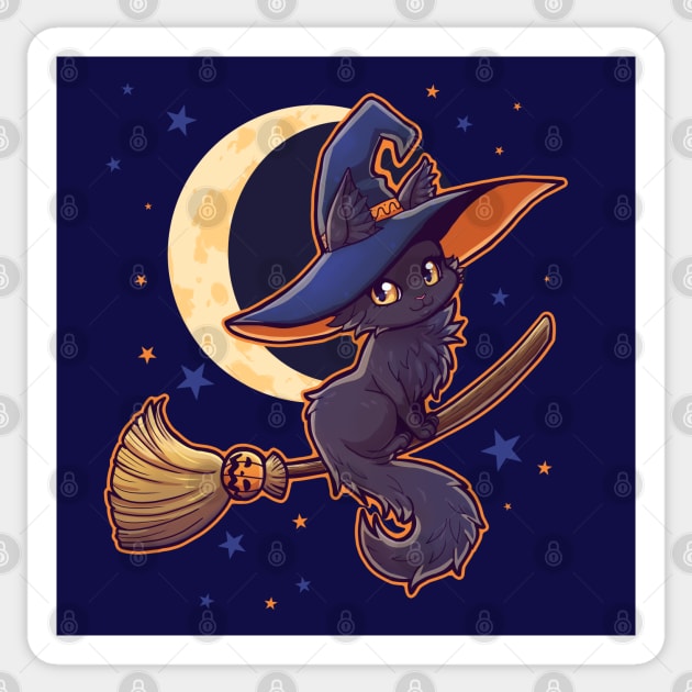 black cat witch for halloween furry chibi anime Black Cat Witch
